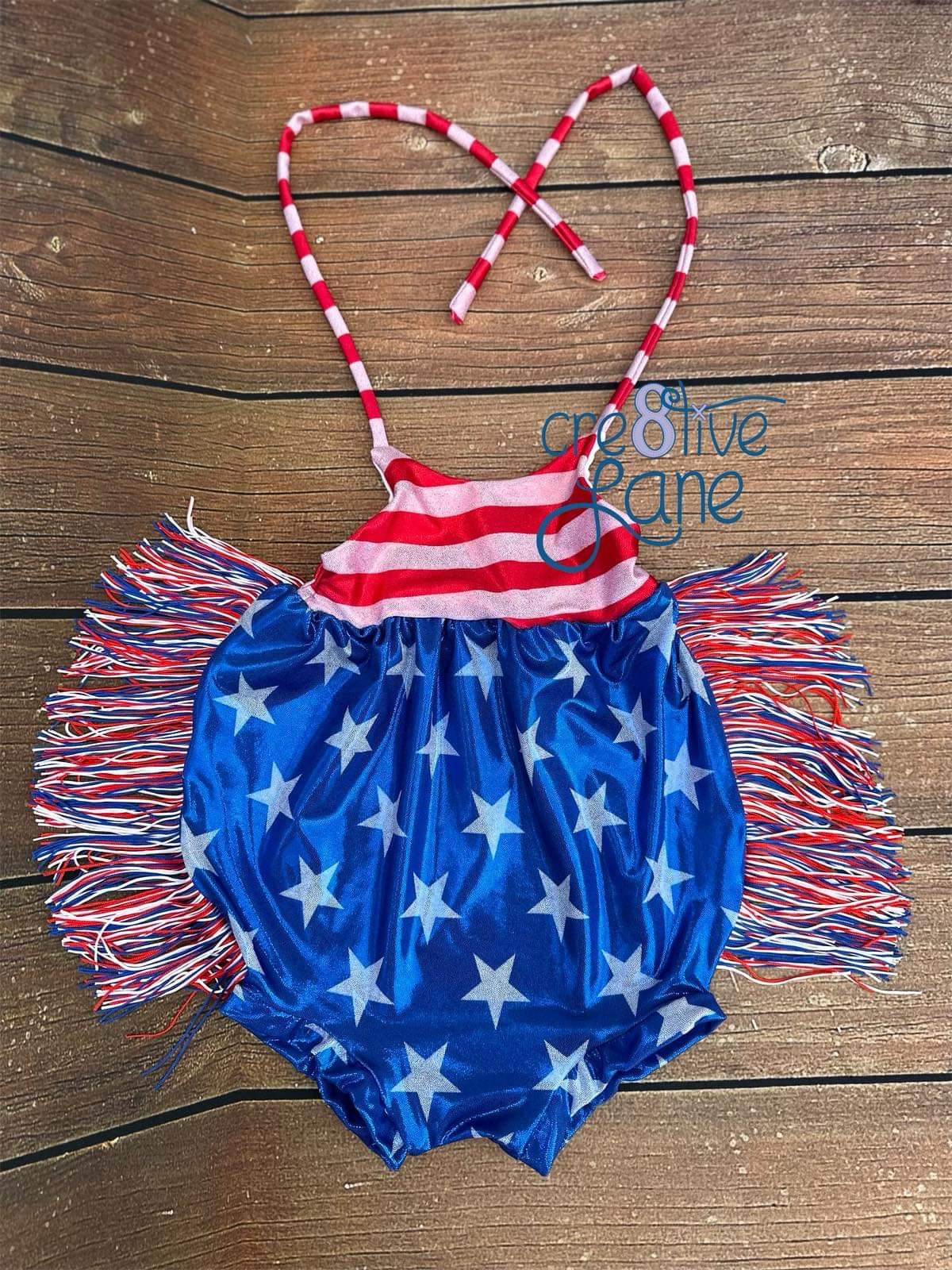 Americana Halter Fringe Romper